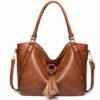 Fashion Designer Large Soft PU Leather Exotic Casual Shoulder Bags Brown