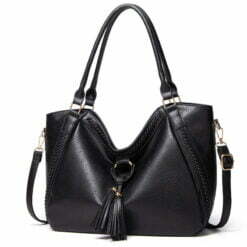 Fashion Designer Large Soft PU Leather Exotic Casual Shoulder Bags Black
