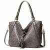 Fashion Designer Large Soft PU Leather Exotic Casual Shoulder Bags Grey