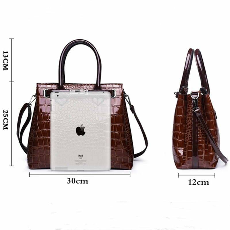 Pu Women Crocodile Print Handbag Fashion Vintage Zipper Shoulder Bag