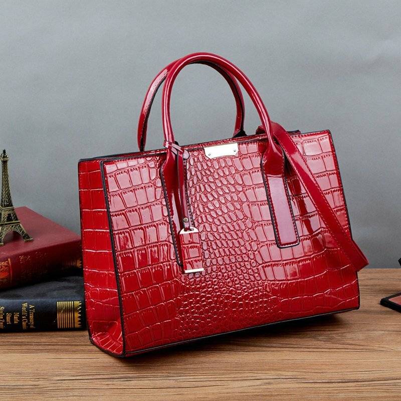 Vintage Crocodile Embossed Tote Bag for Women PU Leather Shoulder Bag With  Inner Large Capacity Shopping Bag Lady Purse