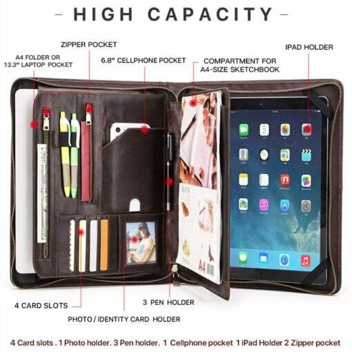 Genuine Leather Portfolio Case for iPad Pro 12.9" - Image 8