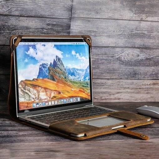 Leather Laptop Sleeve Case Bag For Macbook Pro 13.3 inch