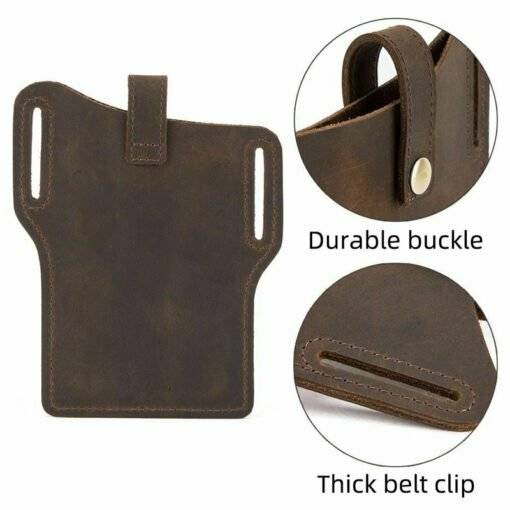 Retro Genuine Leather Phone Waist Bag Holder