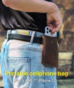 Retro Genuine Leather Phone Waist Bag Holder