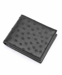 Genuine Ostrich Billfold Wallet for Men Black