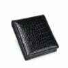 Genuine Crocodile Men Short Bifold Wallet Alligator Belly Skin Black