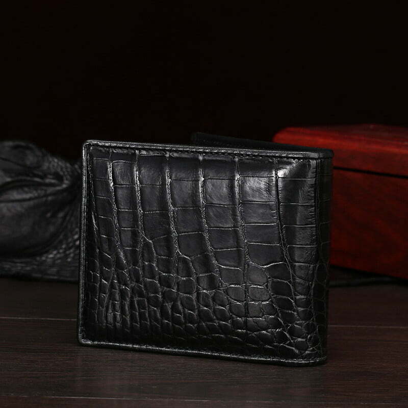 Double Side Genuine Crocodile Alligator Leather Skin BROWN Bifold wallet  men's