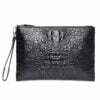 Real Crocodile Skin Mens Clutch Bag Alligator Pouch Black