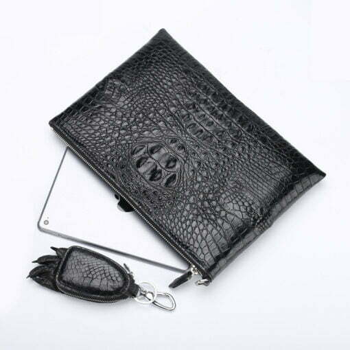 Real Crocodile Skin Mens Clutch Bag Alligator Pouch