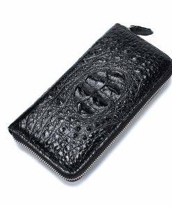 Mens Genuine Alligator Crocodile Skin Long Wallet Hand Clutch Black