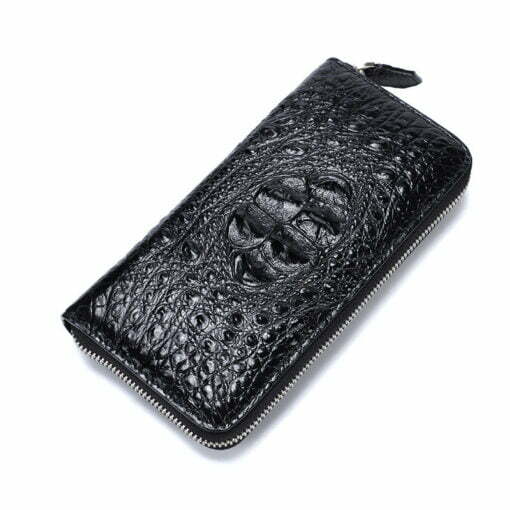 Mens Genuine Alligator Crocodile Skin Long Wallet Hand Clutch Black