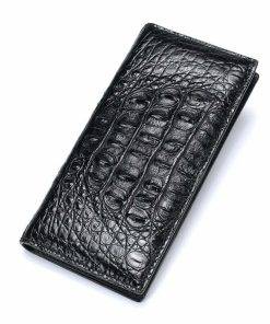 Genuine Crocodile Mens Flip Wallet Billfold Purse Black