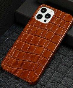 Genuine Leather Crocodile Texture iPhone 12 Pro Max Case