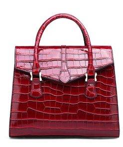 Vintage Crocodile Pattern Luxury Handbag Croco Leather Shoulder Bag Red
