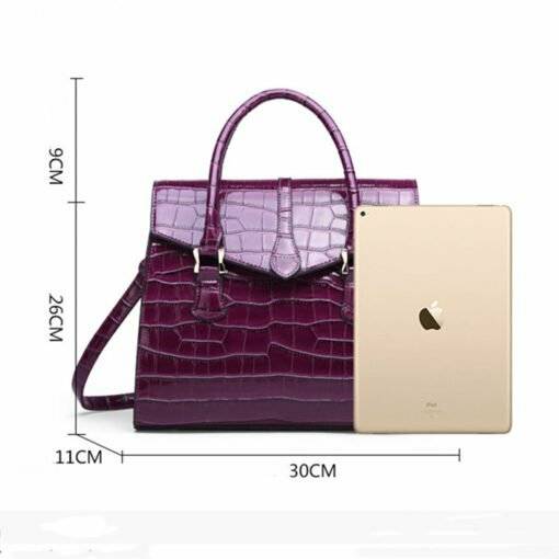 Vintage Crocodile Pattern Luxury Handbag Croco Leather Shoulder Bag - Image 11