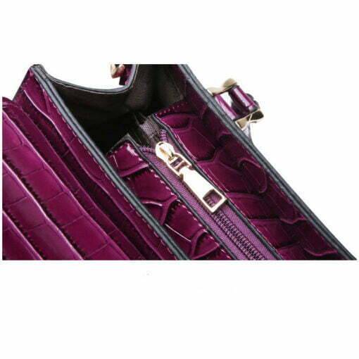 Vintage Crocodile Pattern Luxury Handbag Croco Leather Shoulder Bag - Image 9