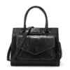 Snakeskin Texture PU Leather Satchel Shoulder Bag Black