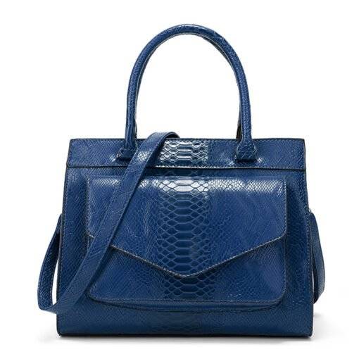 Snakeskin Texture PU Leather Satchel Shoulder Bag Blue