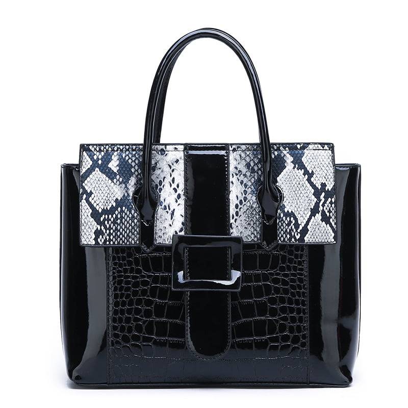 Luxury Patent Leather Women Bags Designer Crocodile Pattern