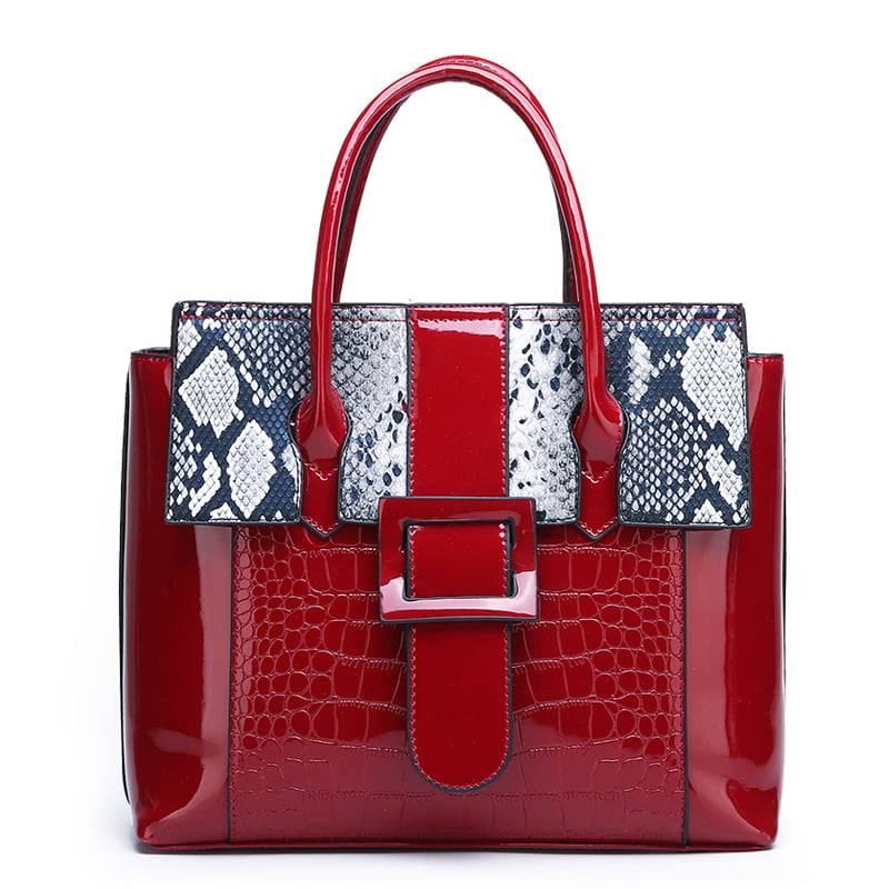 Designer Shoulder Bag, Red Crocodile Leather