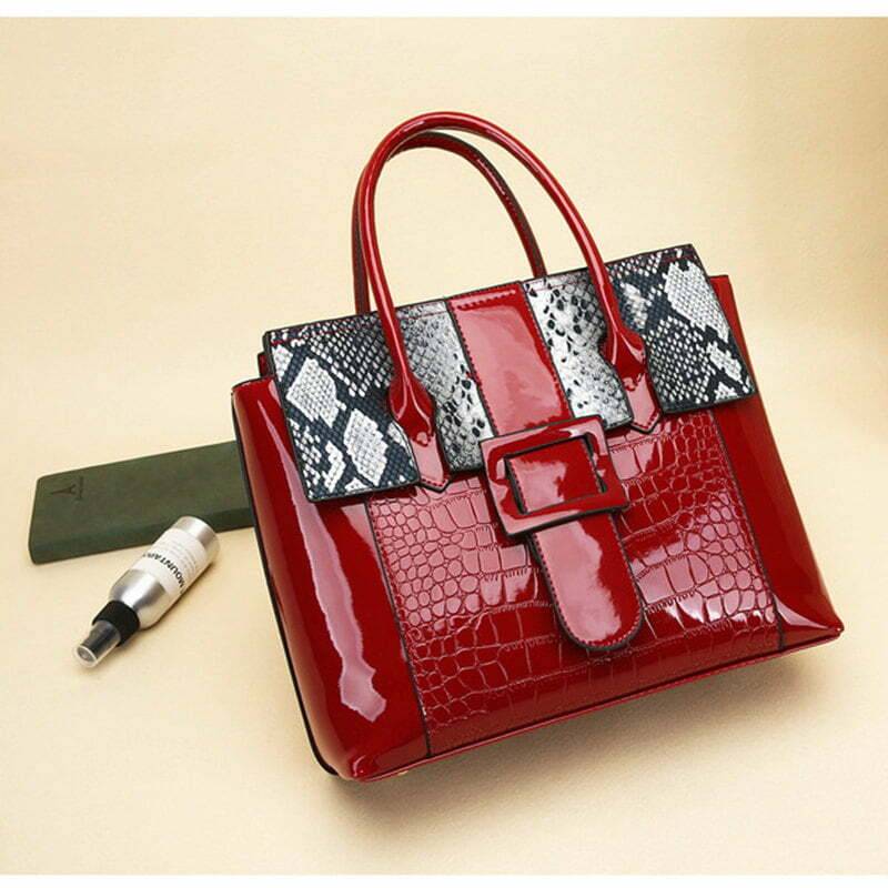 Designer Shoulder Bag, Red Crocodile Leather