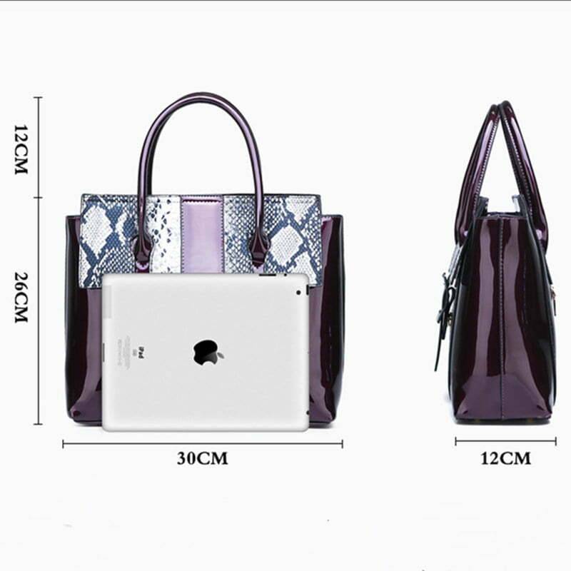 Luxury Patent Leather Women Bags Designer Crocodile Pattern