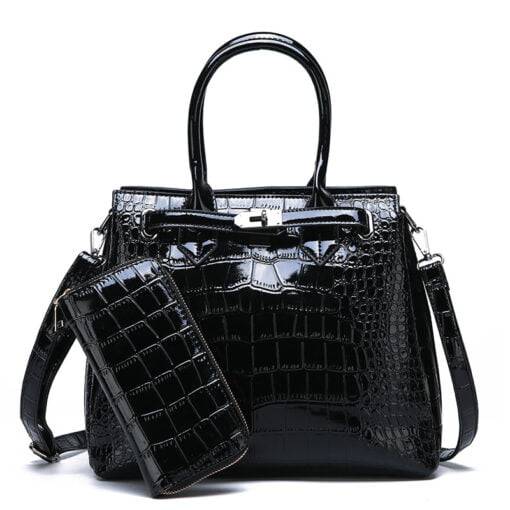 PU Leather Vintage Style Crossbody Tote Shoulder Bag Black