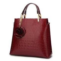 Women's Bags PU Leather Tote Satchel Crocodile Leather Shoulder Bags Red