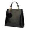 Women's Bags PU Leather Tote Satchel Crocodile Leather Shoulder Bags Black