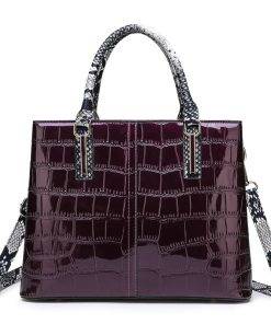 Women's Bags PU Leather Satchel Top Handle Bag Leather Handbags Purple