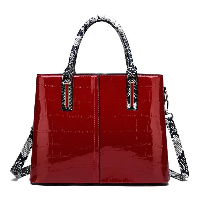 Buy Leather Handbags for Women, Genuine Leather Crocodile Snake Skin  Pattern Ladies Zipper Crossbody Bags Designer Shoulder Bags Women's Real  Leather Top-handle Bags Womens Fashion Casual Satchel (Red) at