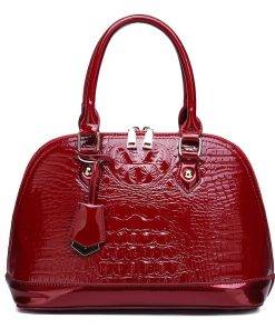 Luxury Designer Crocodile Pattern PU Leather Tote Shoulder Bags Red