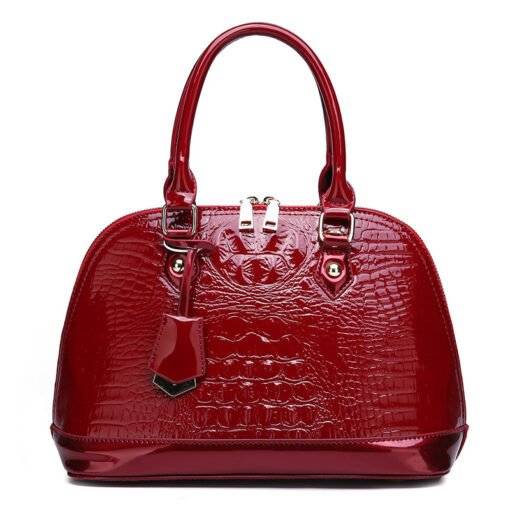 Luxury Designer Crocodile Pattern PU Leather Tote Shoulder Bags Red