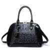 Luxury Designer Crocodile Pattern PU Leather Tote Shoulder Bags Black