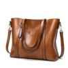 Women Genuine Leather Top Handle Satchel Tote Shoulder Bag Large Capacity Brown