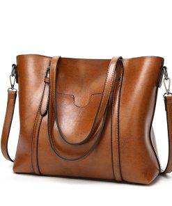 Women Genuine Leather Top Handle Satchel Tote Shoulder Bag Large Capacity Brown
