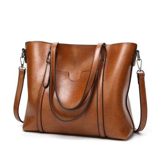 Women Genuine Leather Top Handle Satchel Tote Shoulder Bag Large Capacity Brown