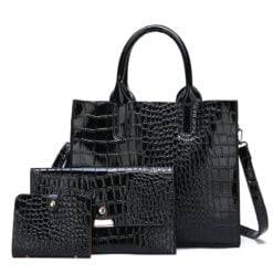 Women's Vintage Style Exotic Pattern Crossbody Tote Shoulder Bag Black