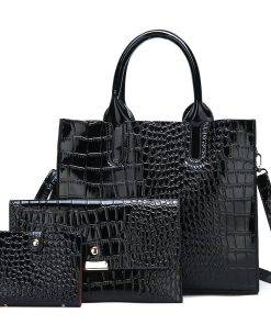 Women's Vintage Style Exotic Pattern Crossbody Tote Shoulder Bag Black