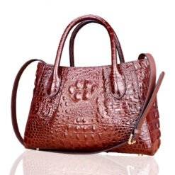 Real Crocodile Skin Leather Women Handbag Alligator Shoulder Bag Brown