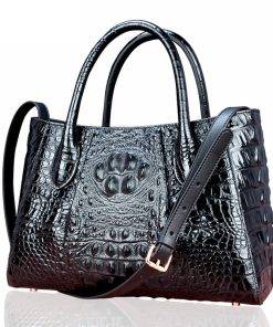 Real Crocodile Skin Leather Women Handbag Alligator Shoulder Bag Black