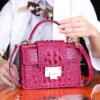 Genuine Crocodile Skin Leather Women's Handbag Alligator Satchel Bag Rose Red