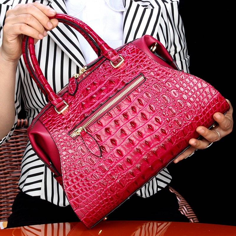 Pink Crocodile Hornback Leather Womens Purse