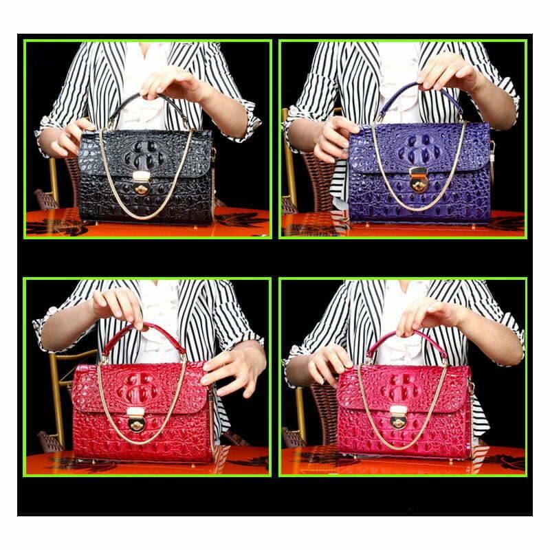 Real Crocodile Leather Ladies Chain Handbag Alligator Satchel Bag