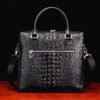 Real Crocodile Skin Leather Men's Business Briefcase Alligator Handbag Black