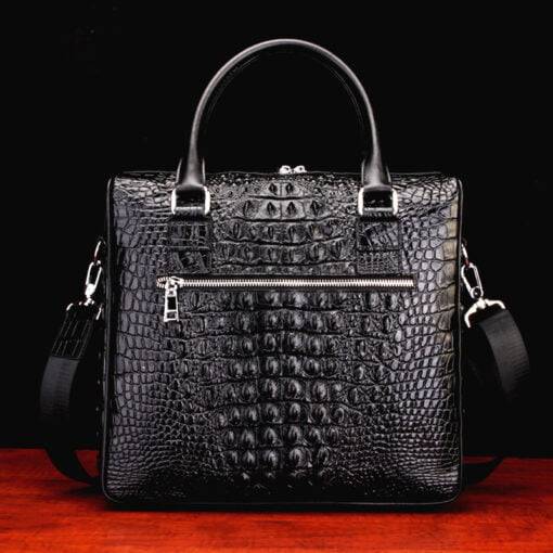 Real Crocodile Skin Leather Men's Business Briefcase Alligator Handbag Black