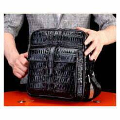 Real Thai Crocodile Skin Leather Mens Handbag Cross-Body Shoulder Bag Black