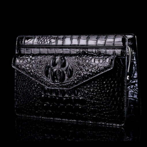 Genuine Crocodile Skin Men's Clutch Bag Alligator Pouch Black