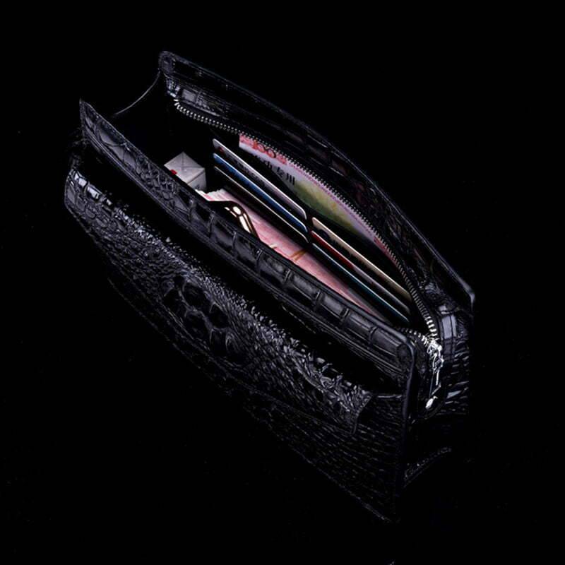 Luxury Coded Lock Clutch For Men Genuine Crocodile Leather Large